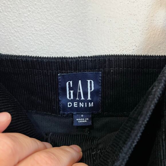 GAP Black Corduroy Skirtall Jumper Dress Button Front Pinafore Overall Mini S - Picture 5 of 7